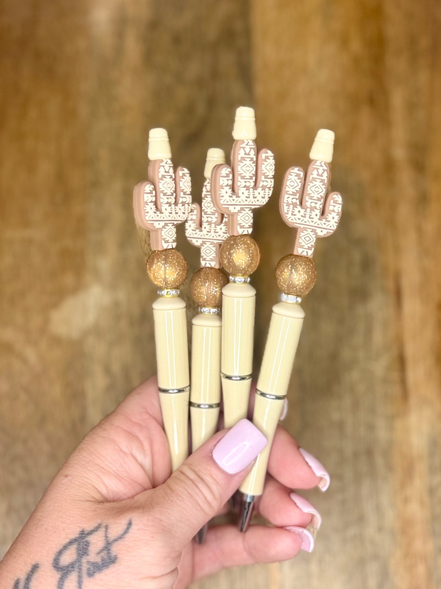 Tan Aztec cactus pen