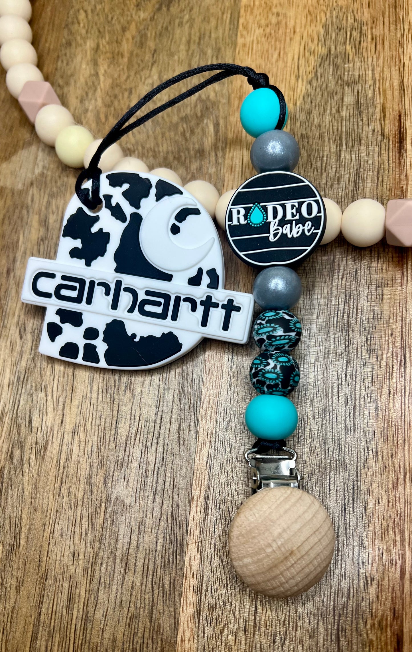 Rodeo babe pacifier clip+teether