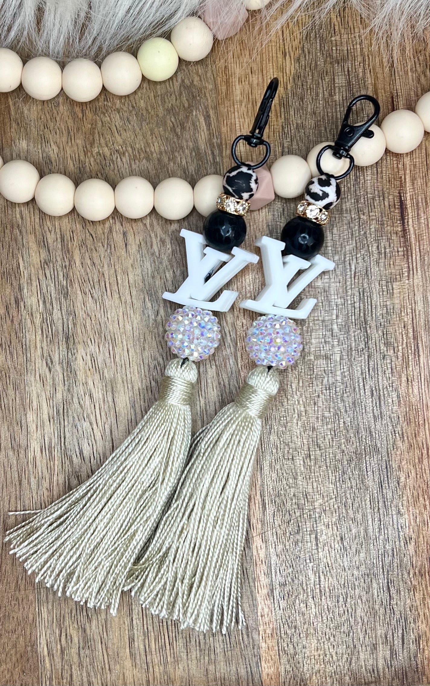 LV inspired tassel keychain