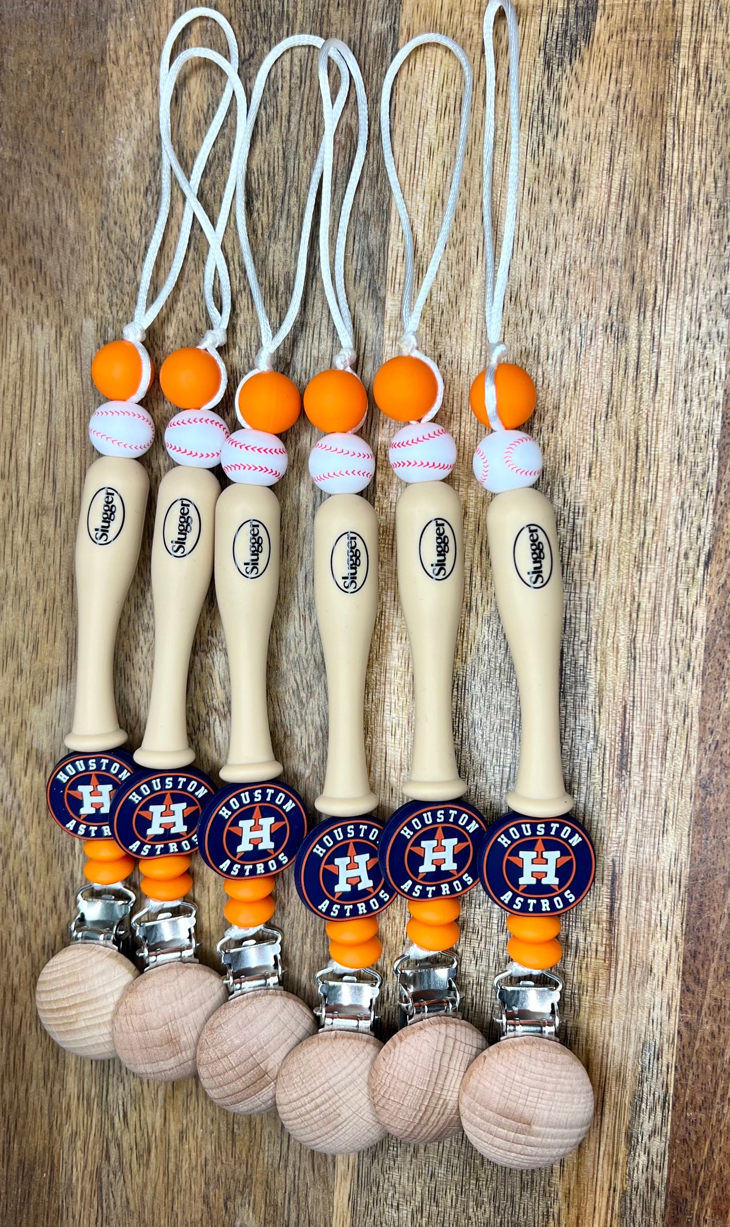 Htown Stros baseball bat pacifier clip