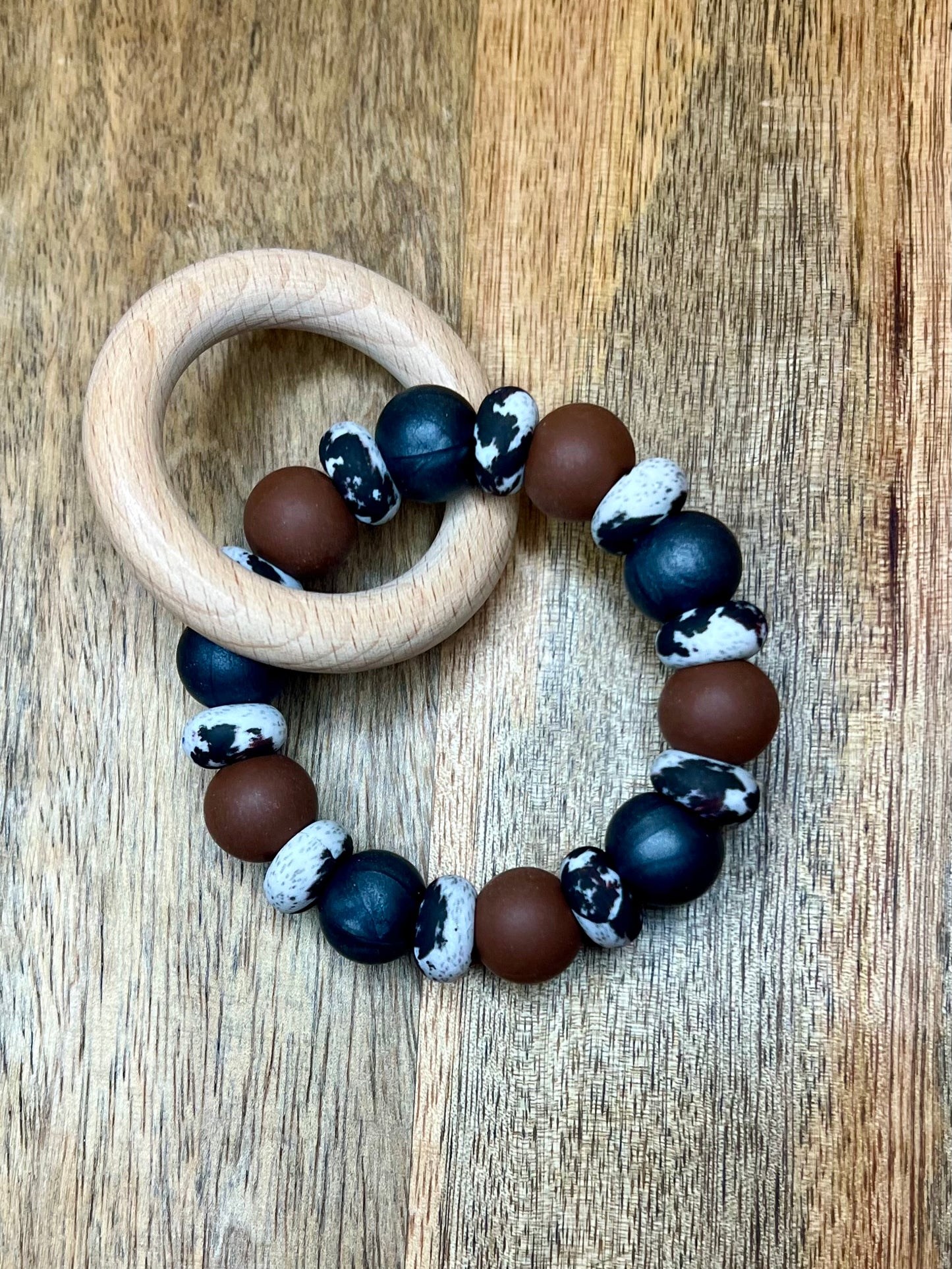 Cowhide abacus teether ring