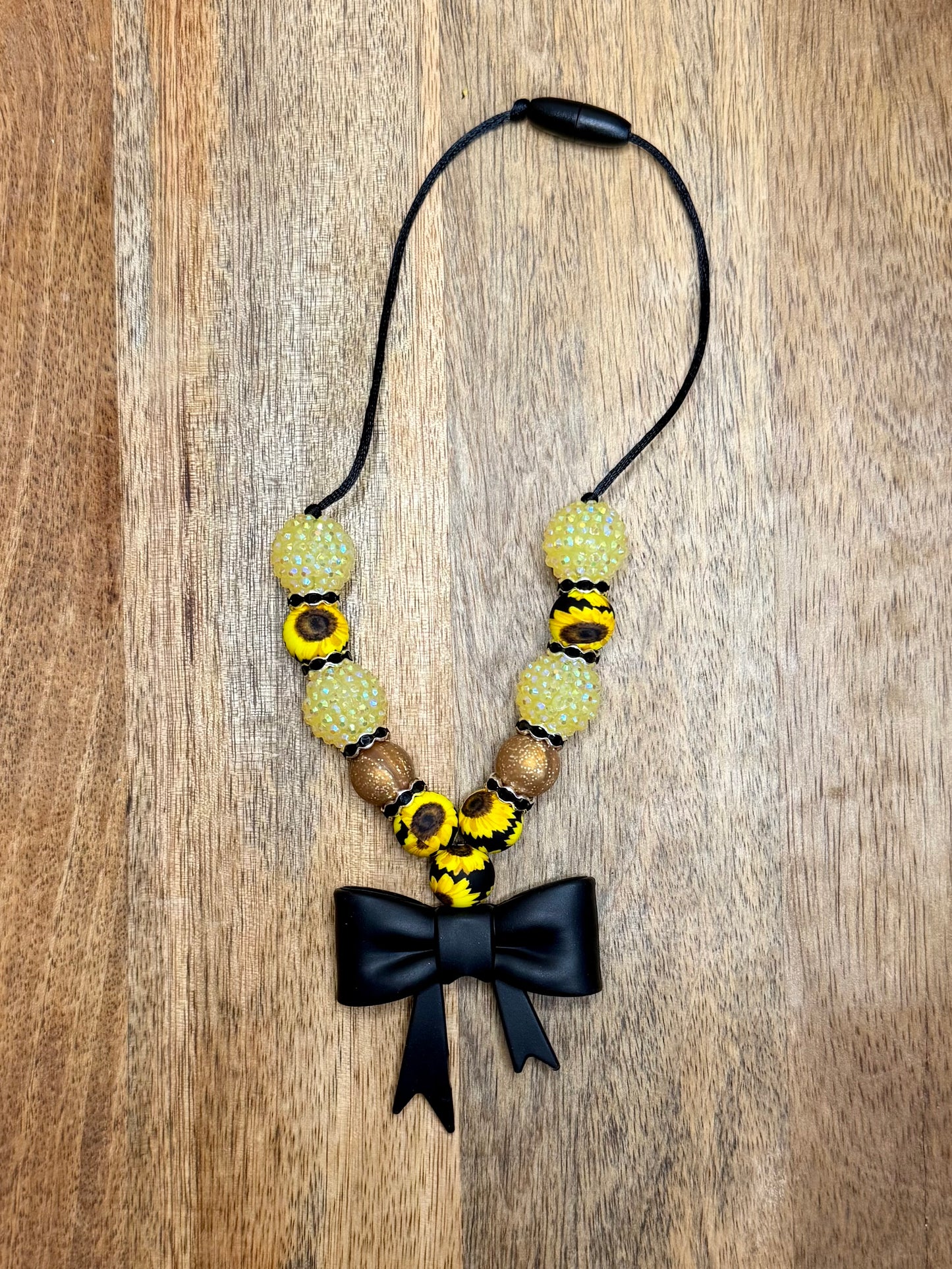 Yellow sunflower chunky boujee&bling bow carcharms charm