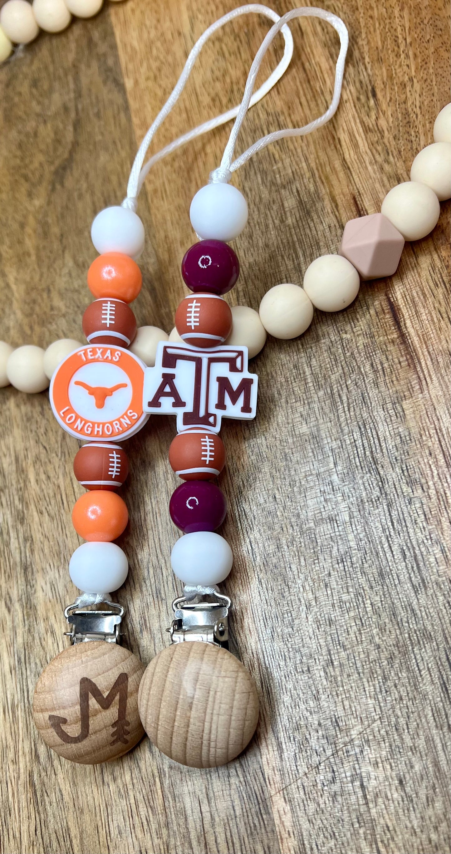 Texas proud pacifier clips