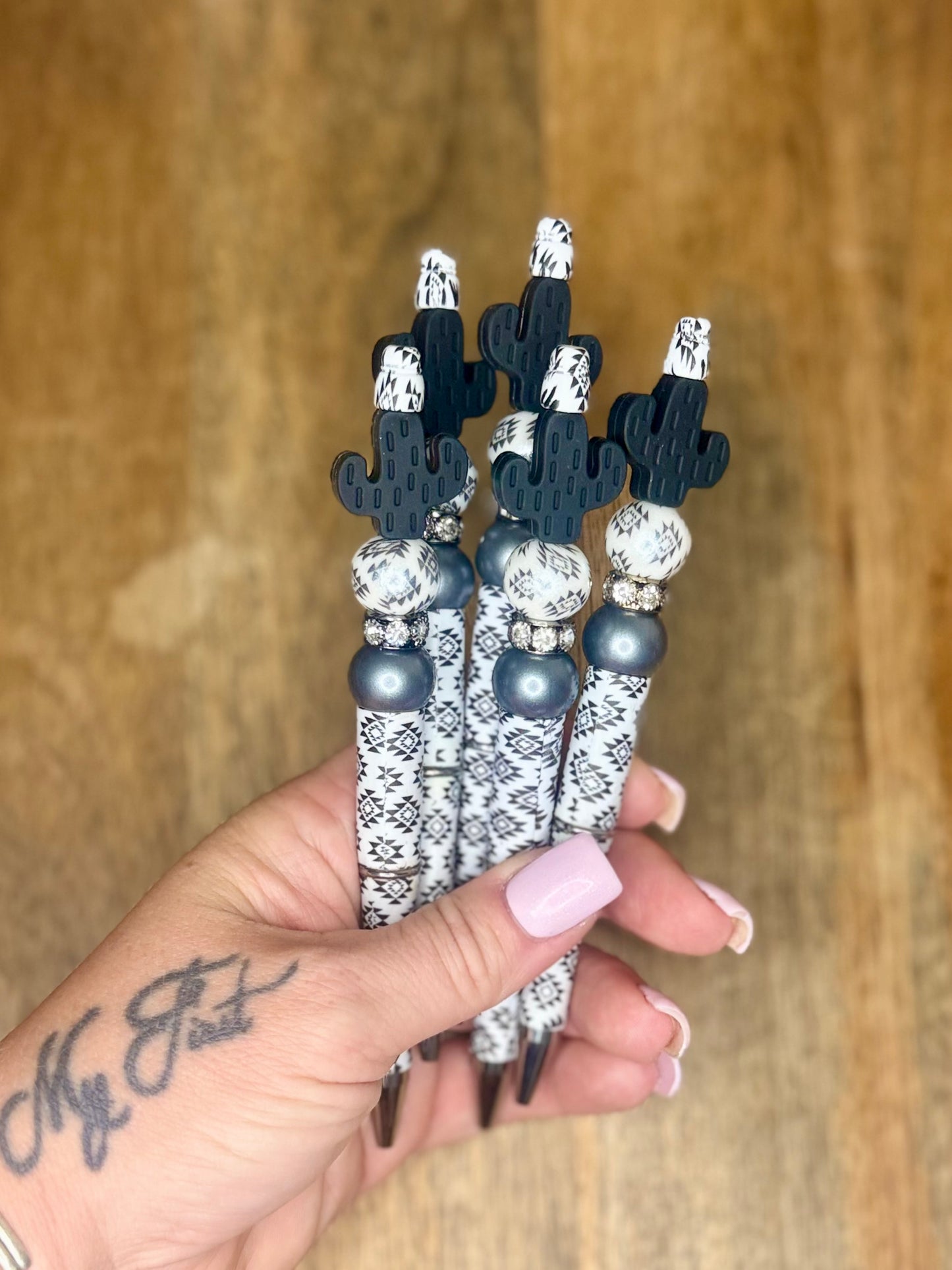 Black Aztec cactus pen