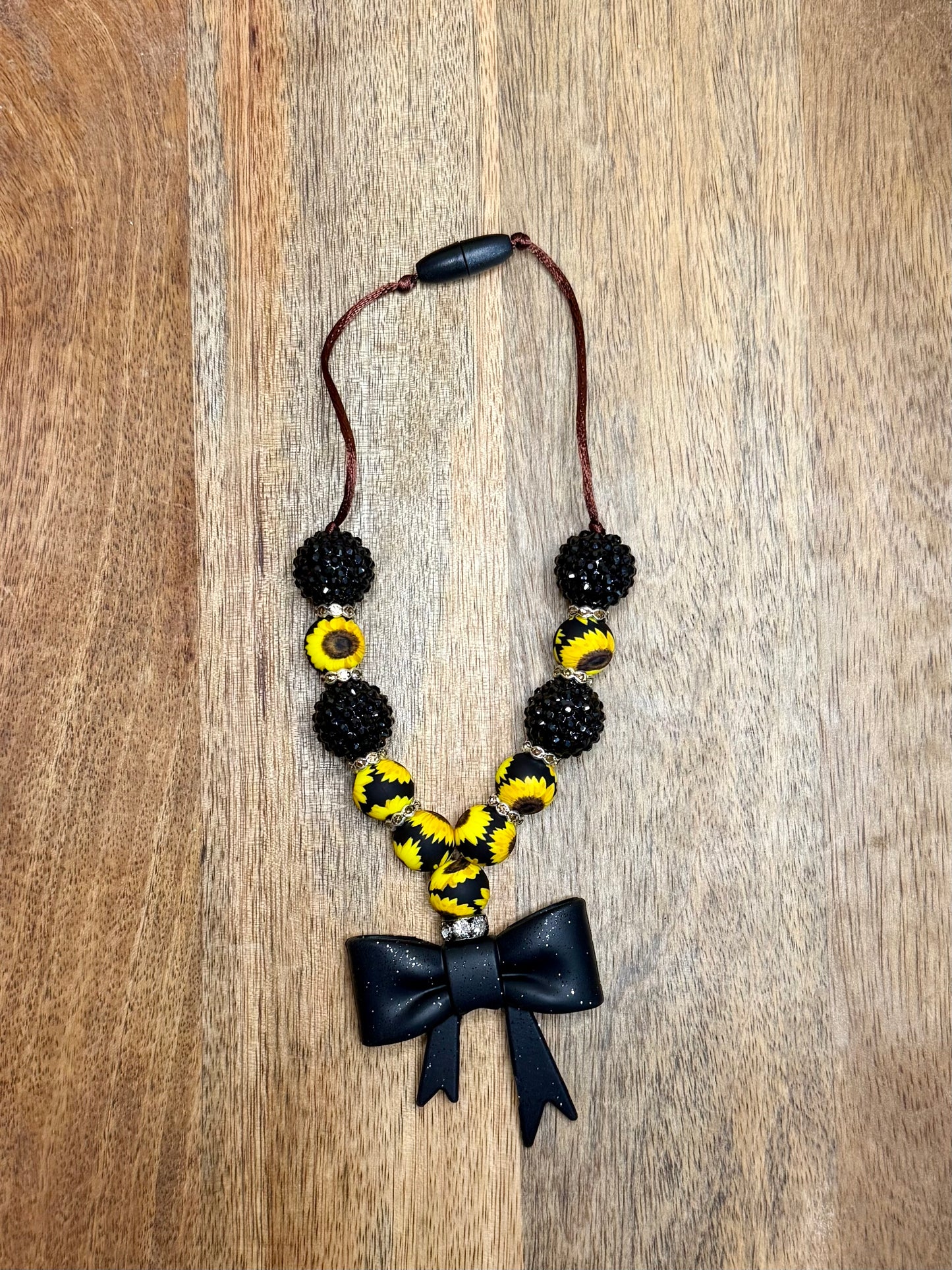 Black sunflower chunky boujee&bling bow carcharms charm