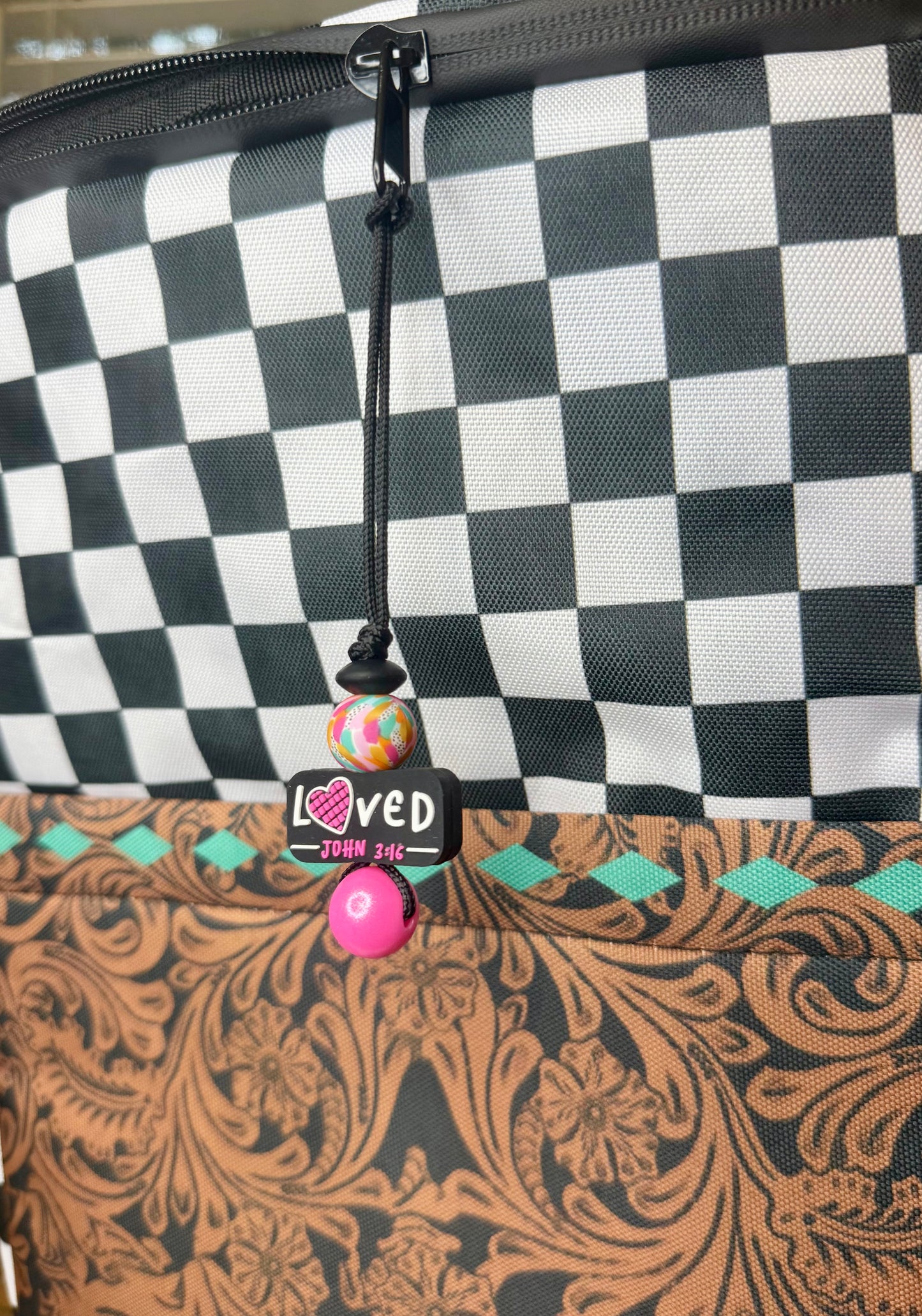 Paisley blue cow zipper bag pull