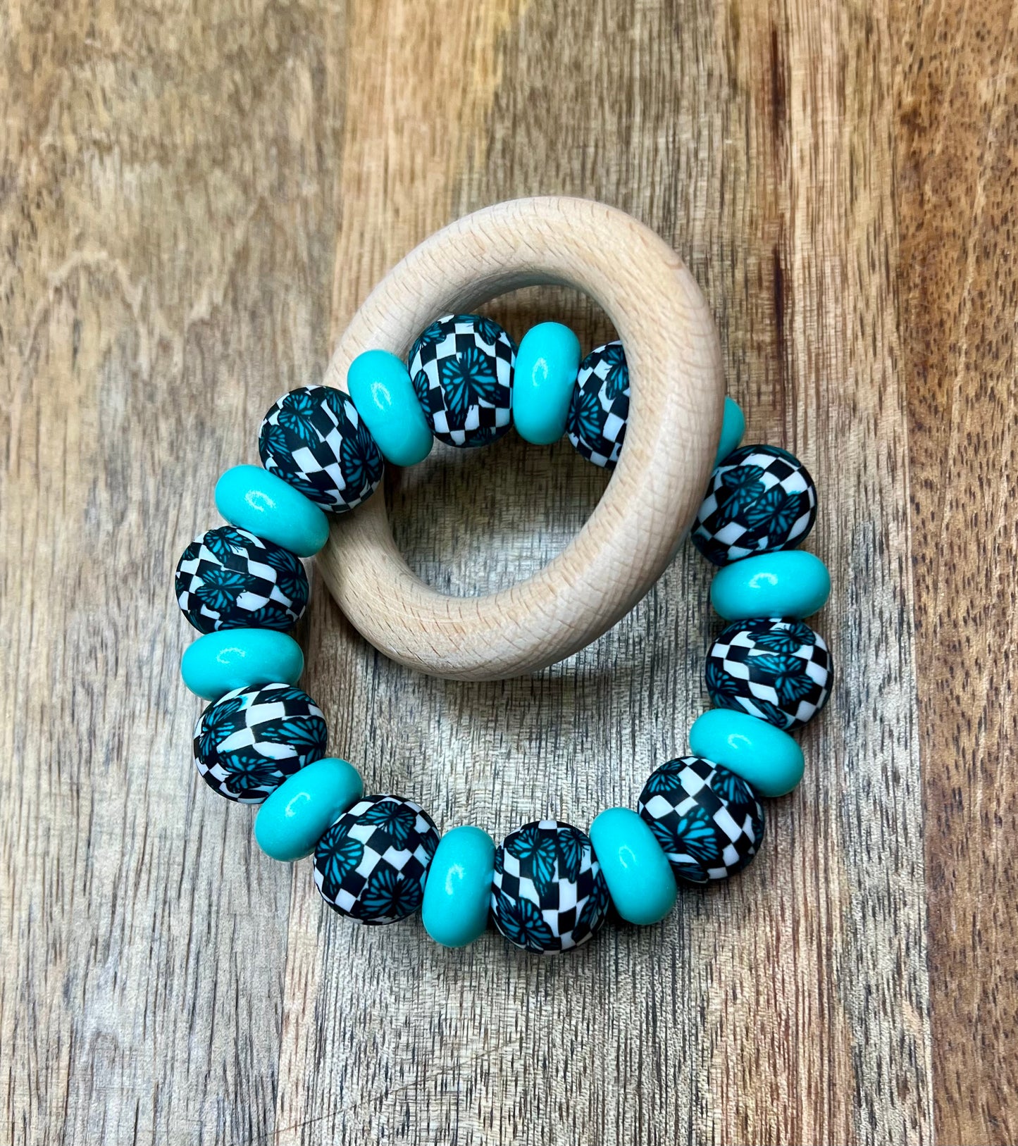Butterfly abacus teether ring