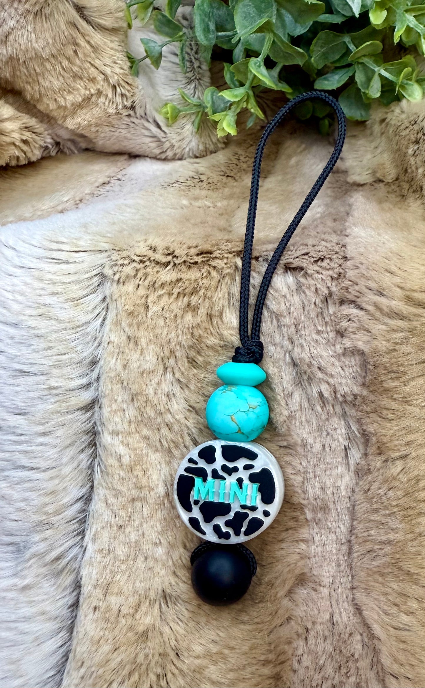 Turquoise mini zipper bag pull