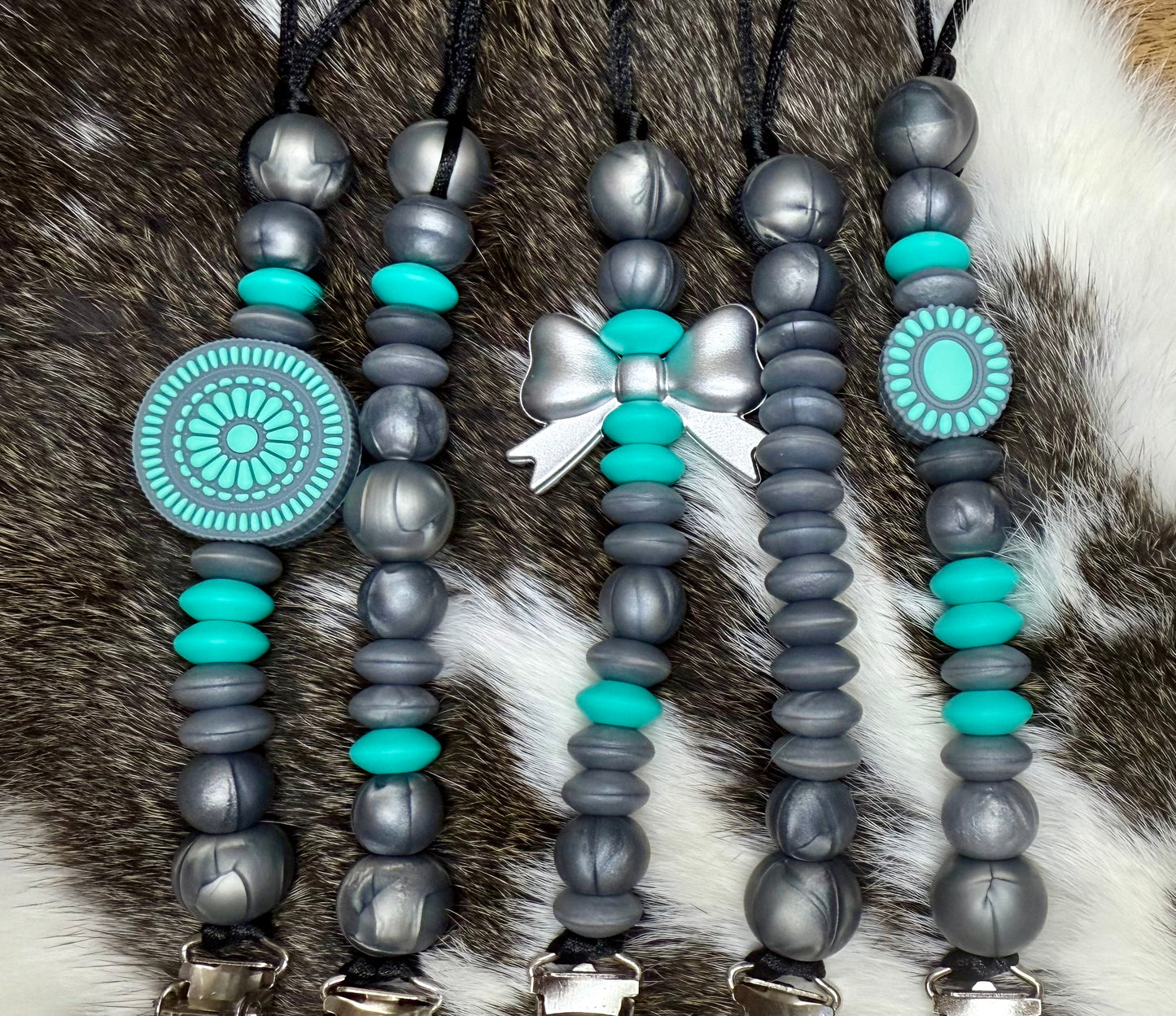 Navajo pearl inspired pacifier clip