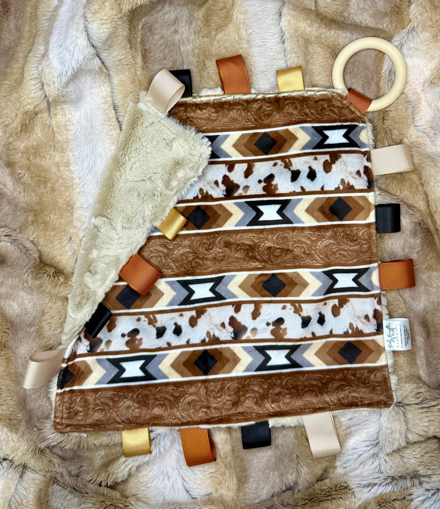 Brown Aztec tag lovey