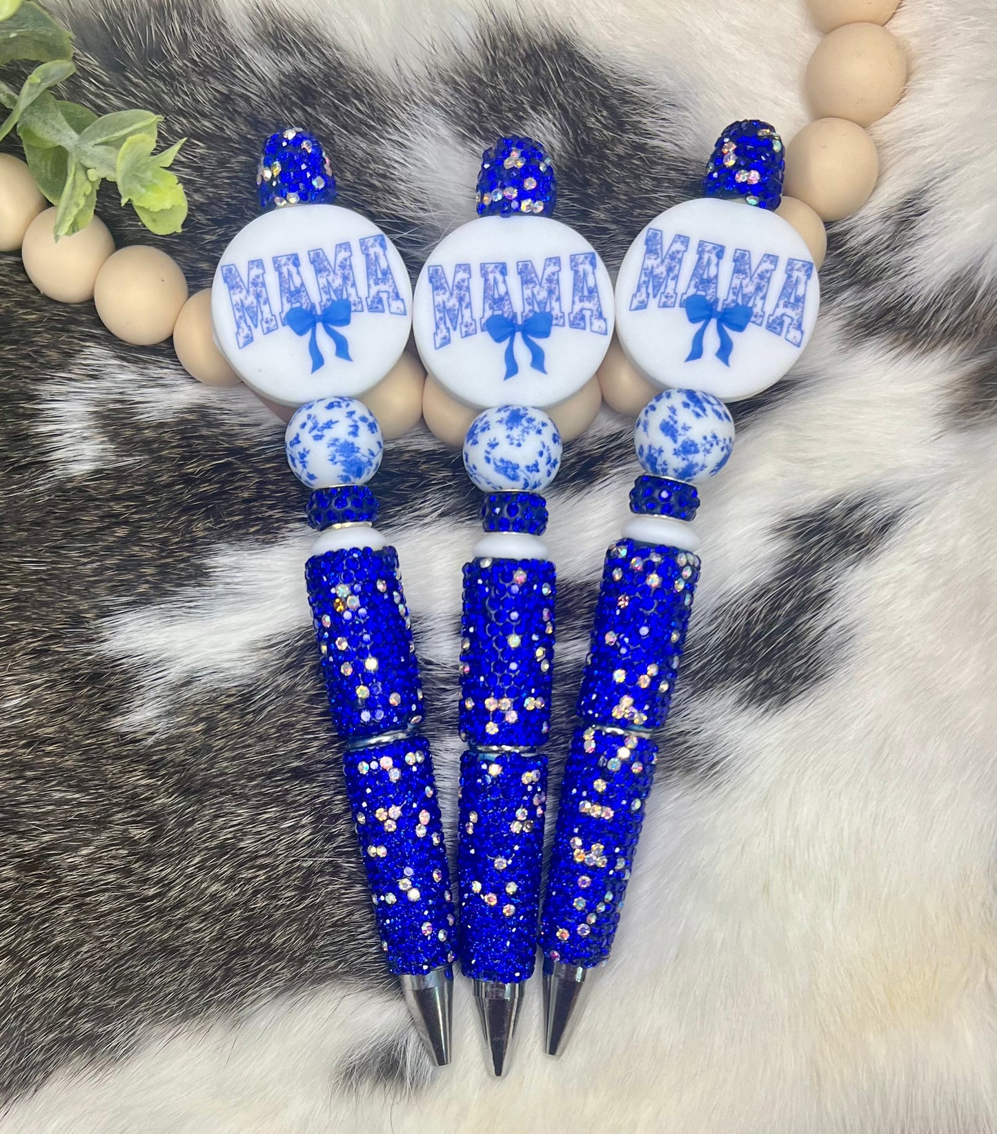 Bling blue bow mama pen