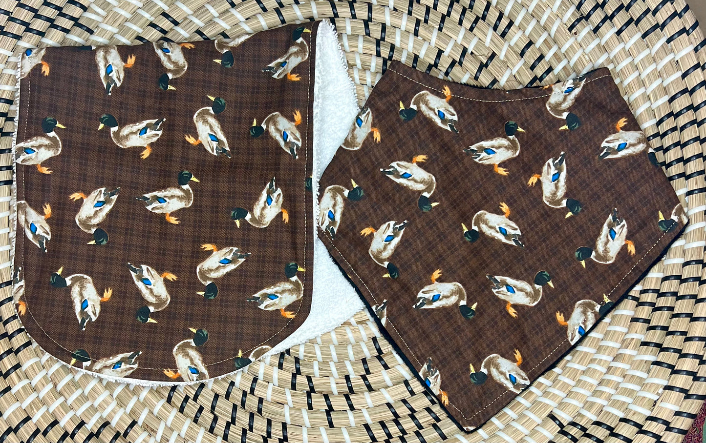 Duck hunting bandana bib+burp cloth set