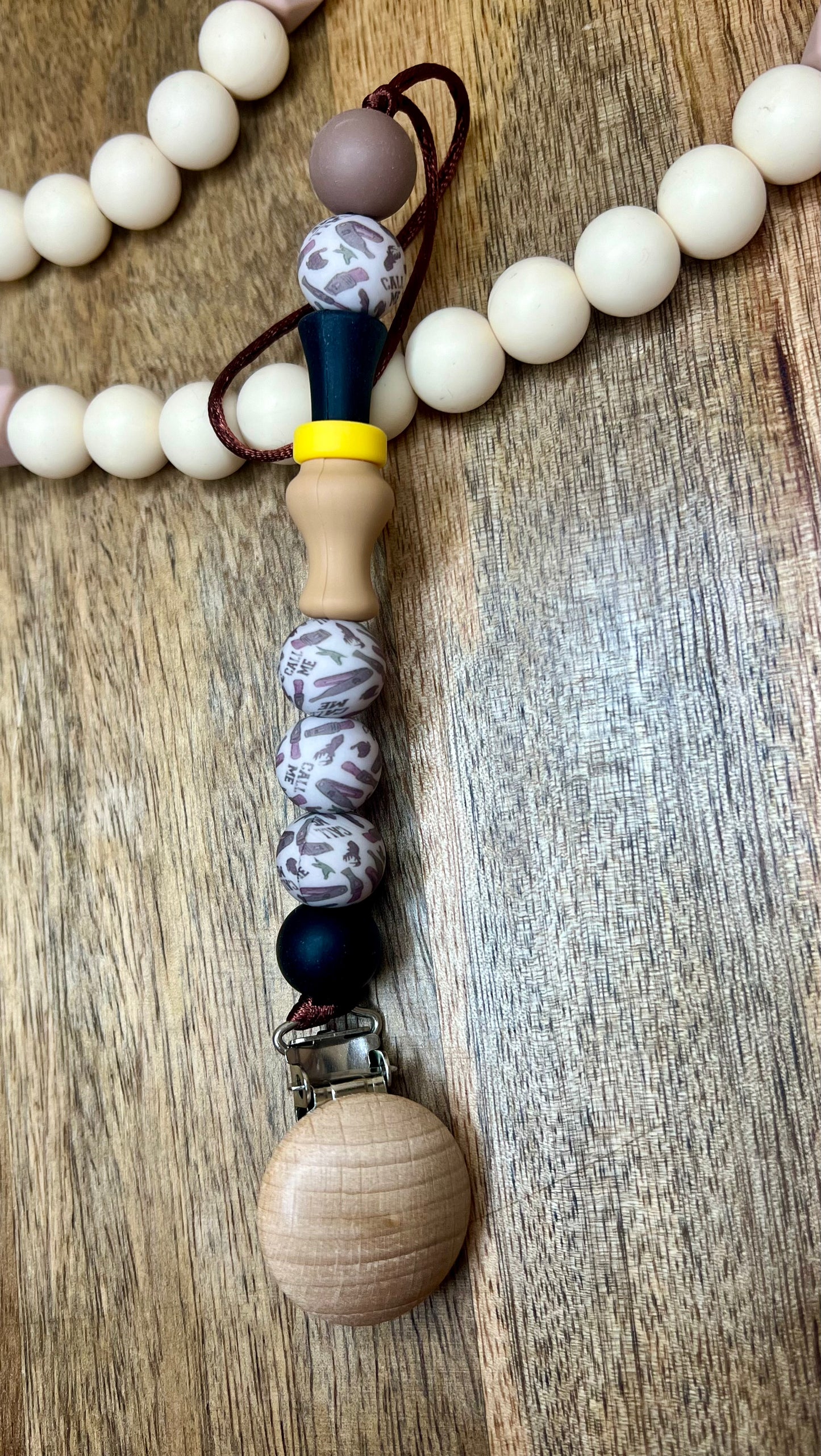Call my duck call pacifier clip
