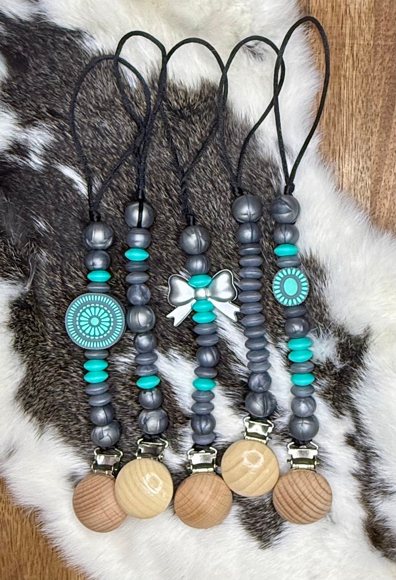 Navajo pearl inspired pacifier clip