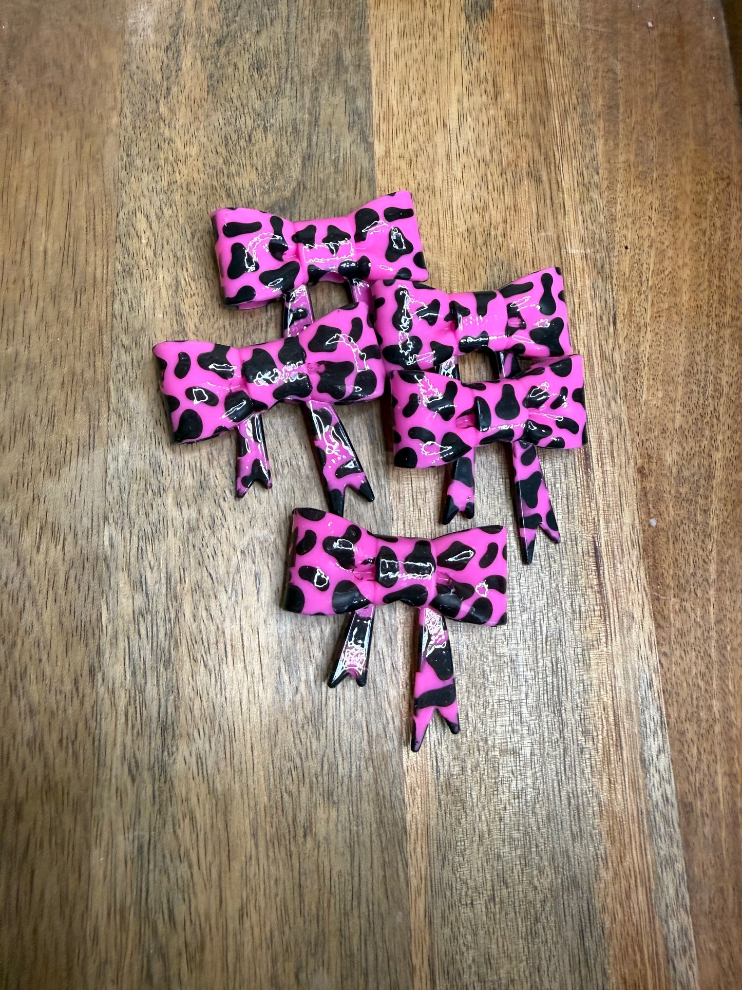 Pink chunky cowprint topper / 5 count