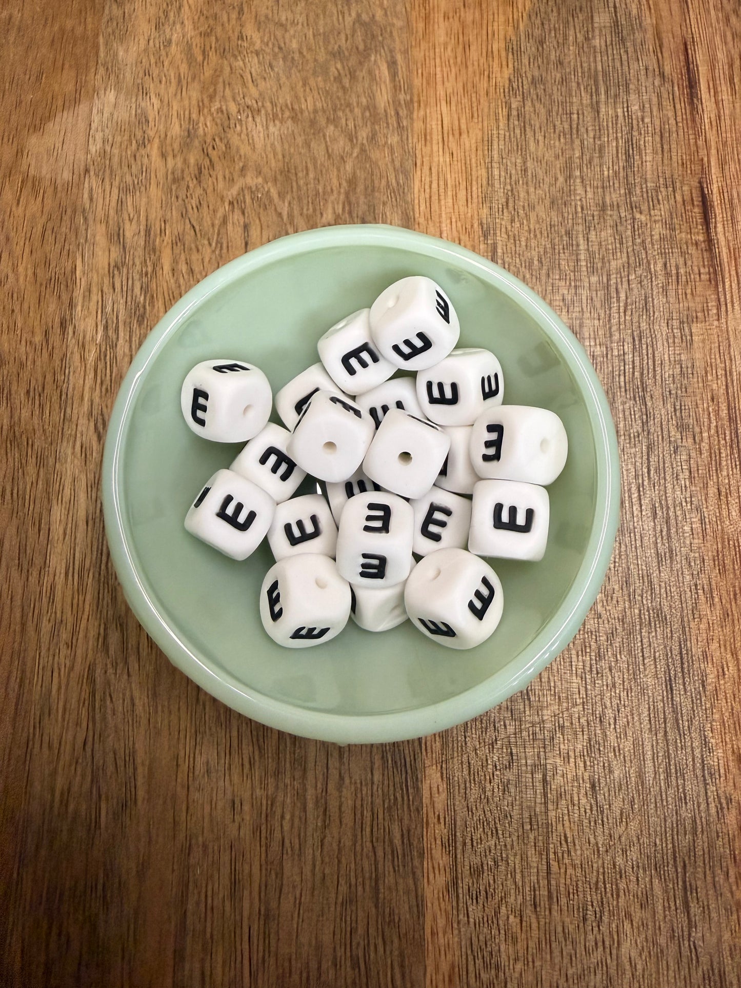 Letter E block bead - 40 count