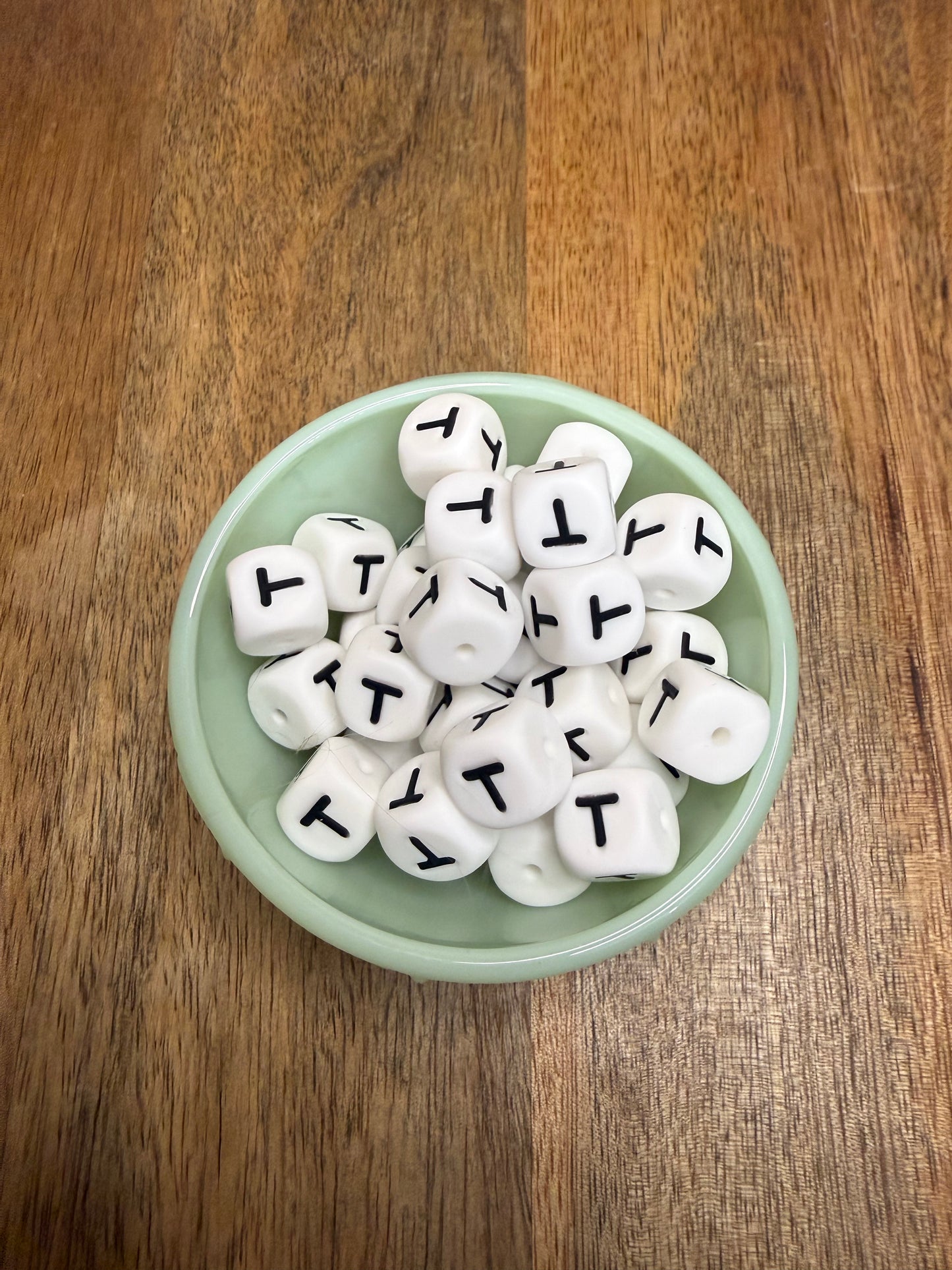Letter T block bead - 40 count