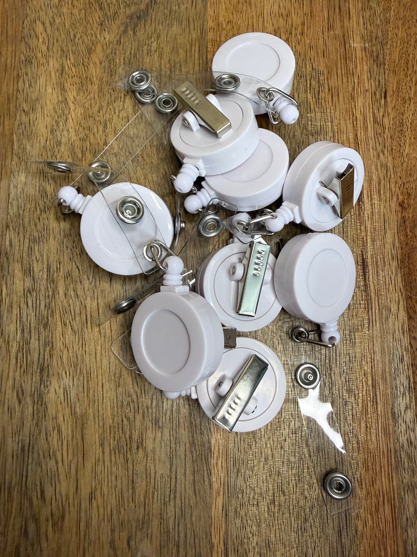 White badge reels - 5 count