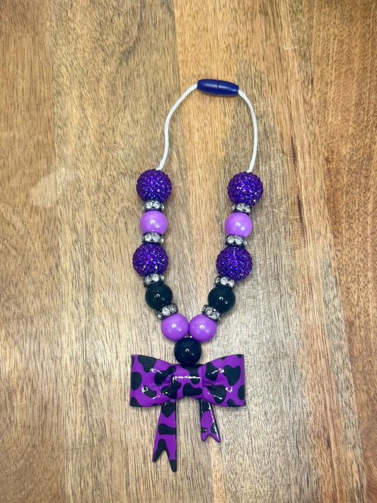 Purple cow chunky boujee&bling bow carcharms charm