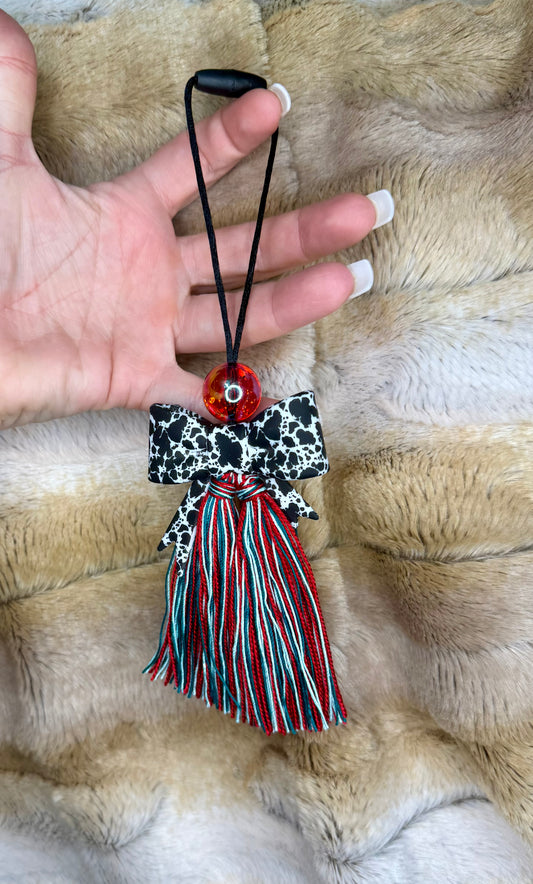 Punchy cowhide bow carcharm
