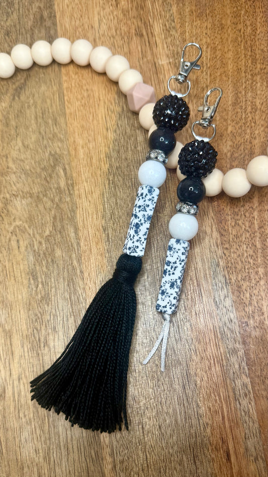 Black floral keychain set
