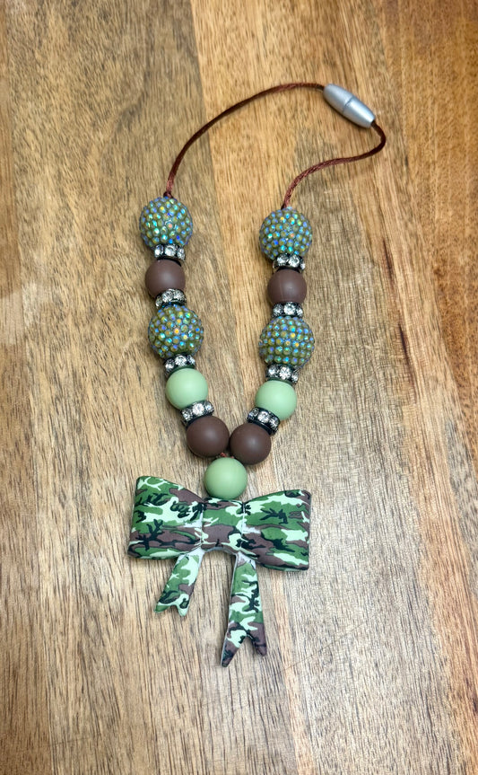 Camo chunky boujee&bling bow carcharms charm