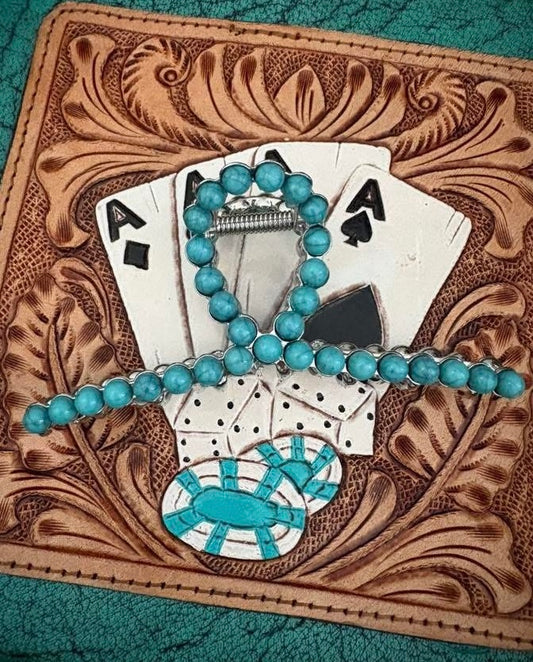 Turquoise stone claw clip