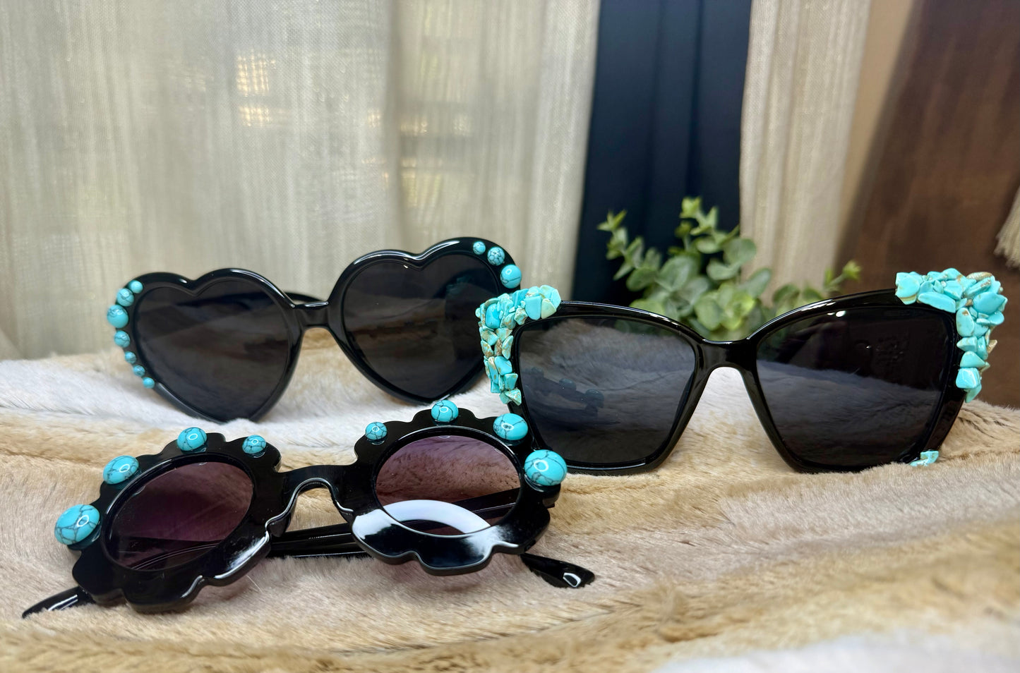 Clustered turquoise sunglasses