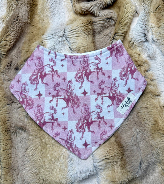 Pink bronc bandana bib