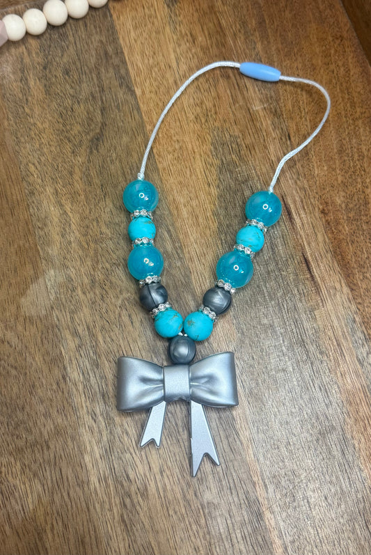 Turquoise metallic chunky boujee&bling bow carcharms charm