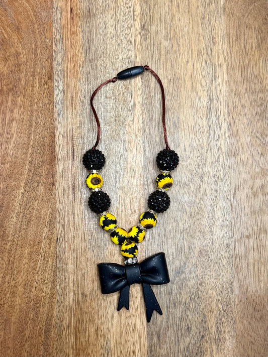 Black sunflower chunky boujee&bling bow carcharms charm