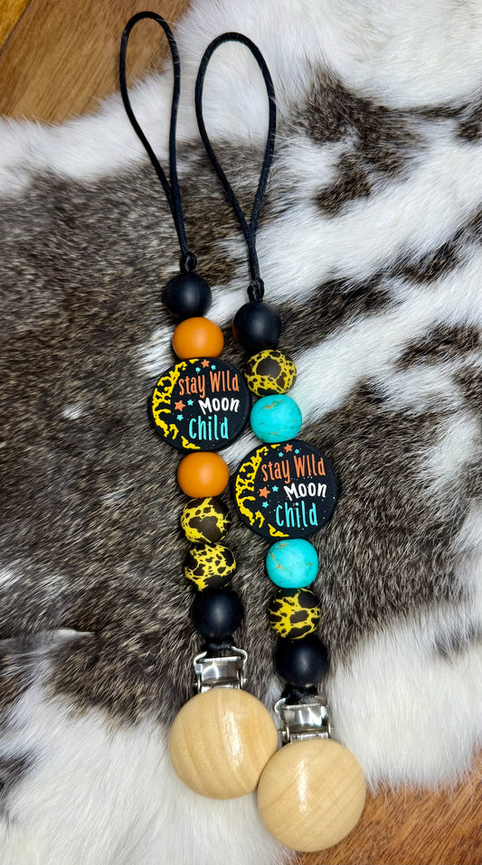 Stay wild moon child pacifier clips