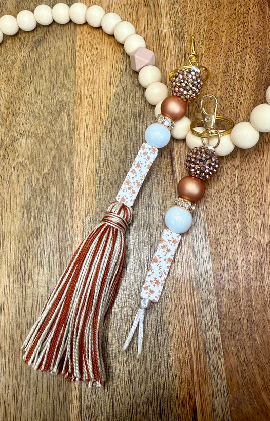 Rust floral keychain set