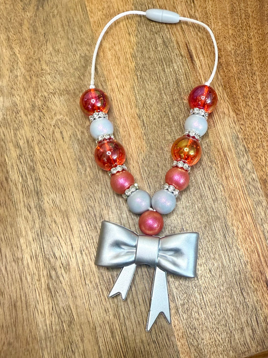 Red metallic chunky boujee&bling bow carcharms charm