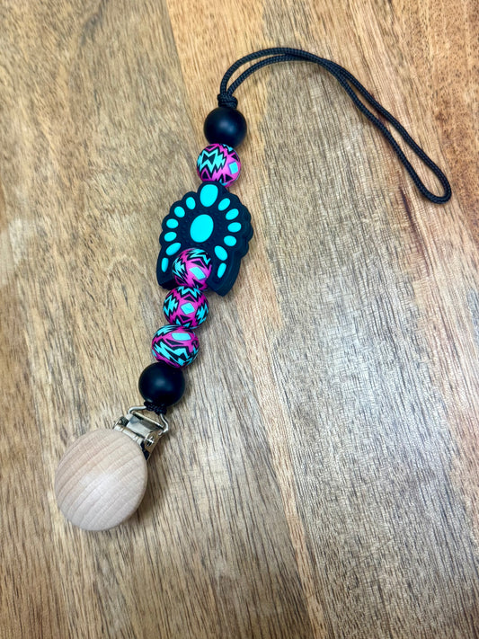 Turquoise XL Concho pacifier clip