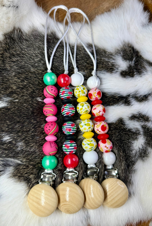 Fruity pacifier clips