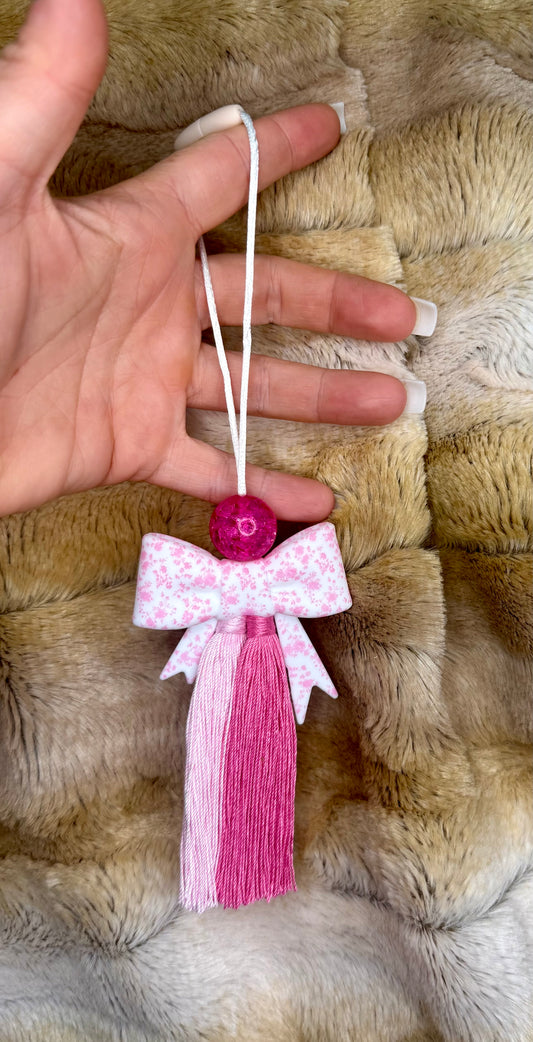 Pink floral bow carcharm