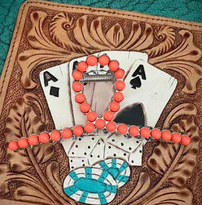 Orange stone claw clip