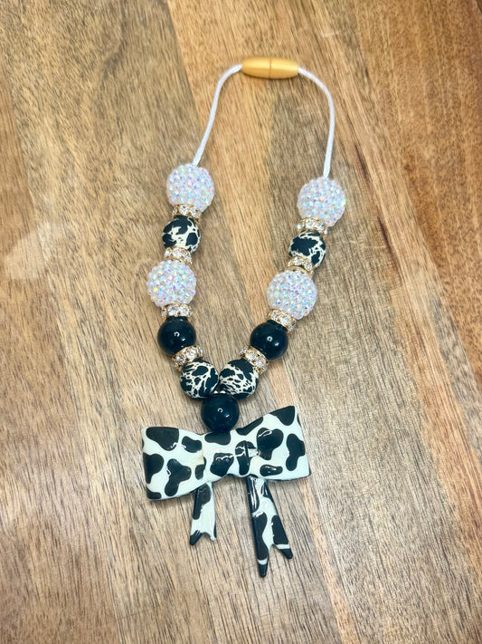 Cream cow chunky boujee&bling bow carcharms charm