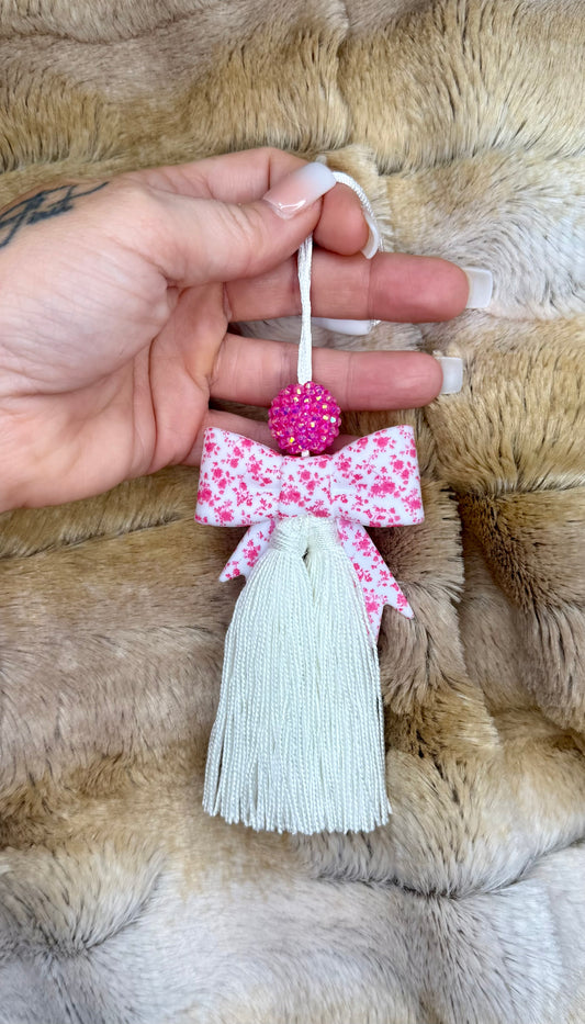 Hot pink floral bow carcharm