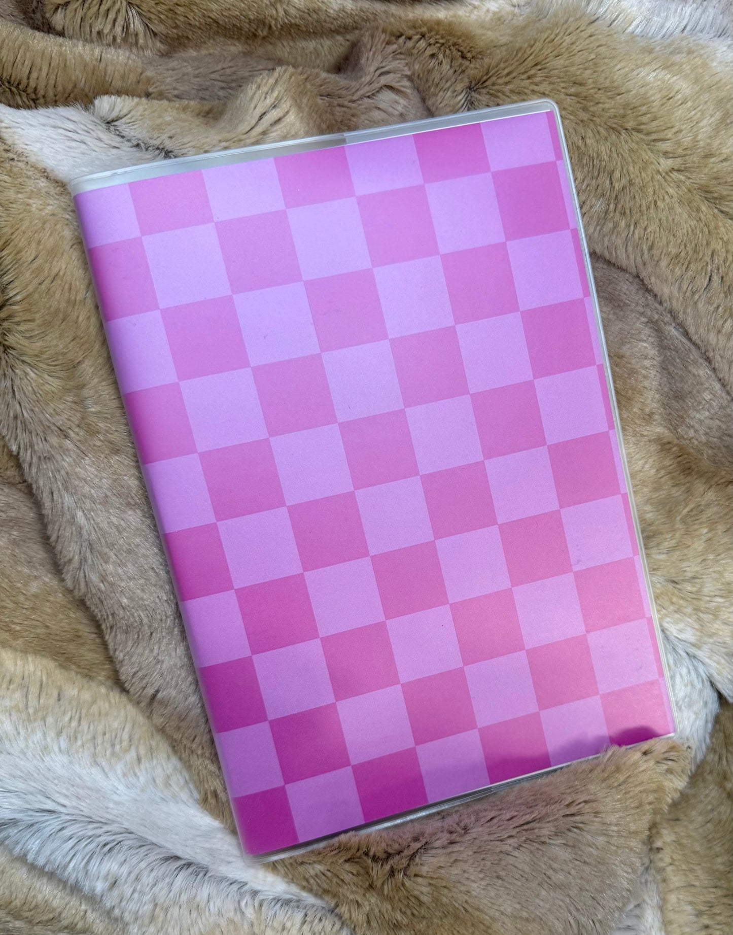 Pink checkered notebook
