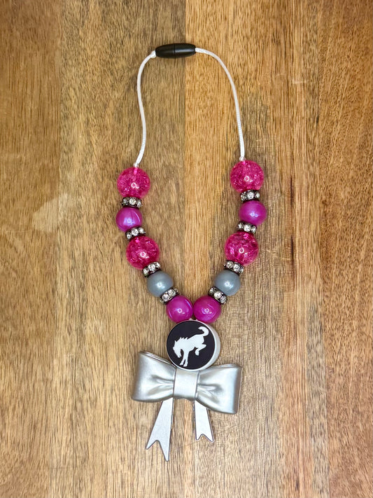 Pink bronco chunky boujee&bling bow carcharms charm