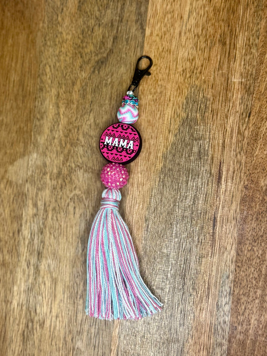 Pink Aztec mama keychain