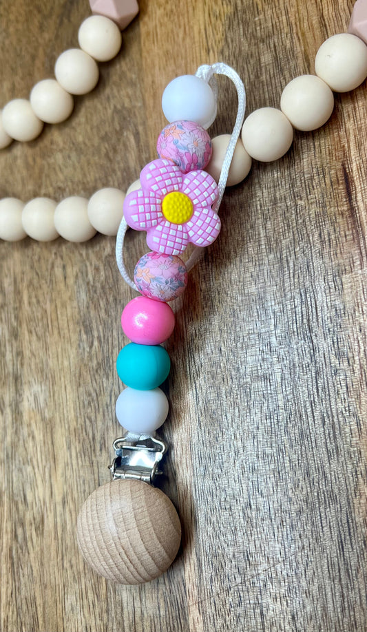 Disco Daisy pacifier clip