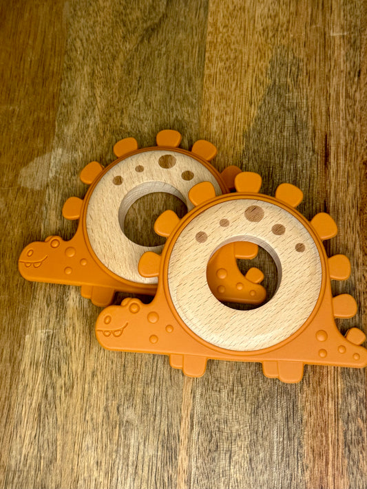 Dino beechwood rust teether