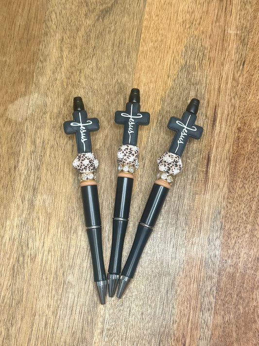 Leopard+Jesus cross pen