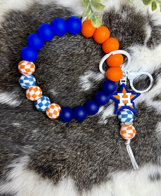 checkered throwback Astros wristlet