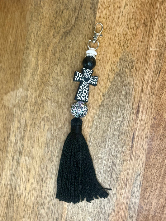 Leopard cross keychain