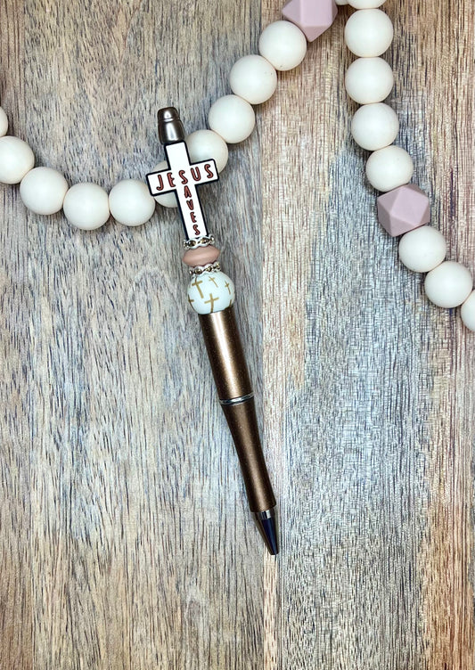 Jesus saves pen(brown base)