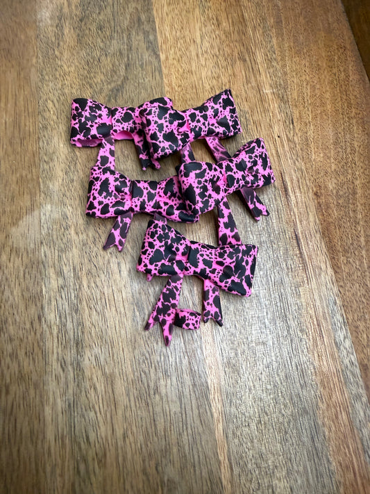 Pink cowprint bow topper / 5 count